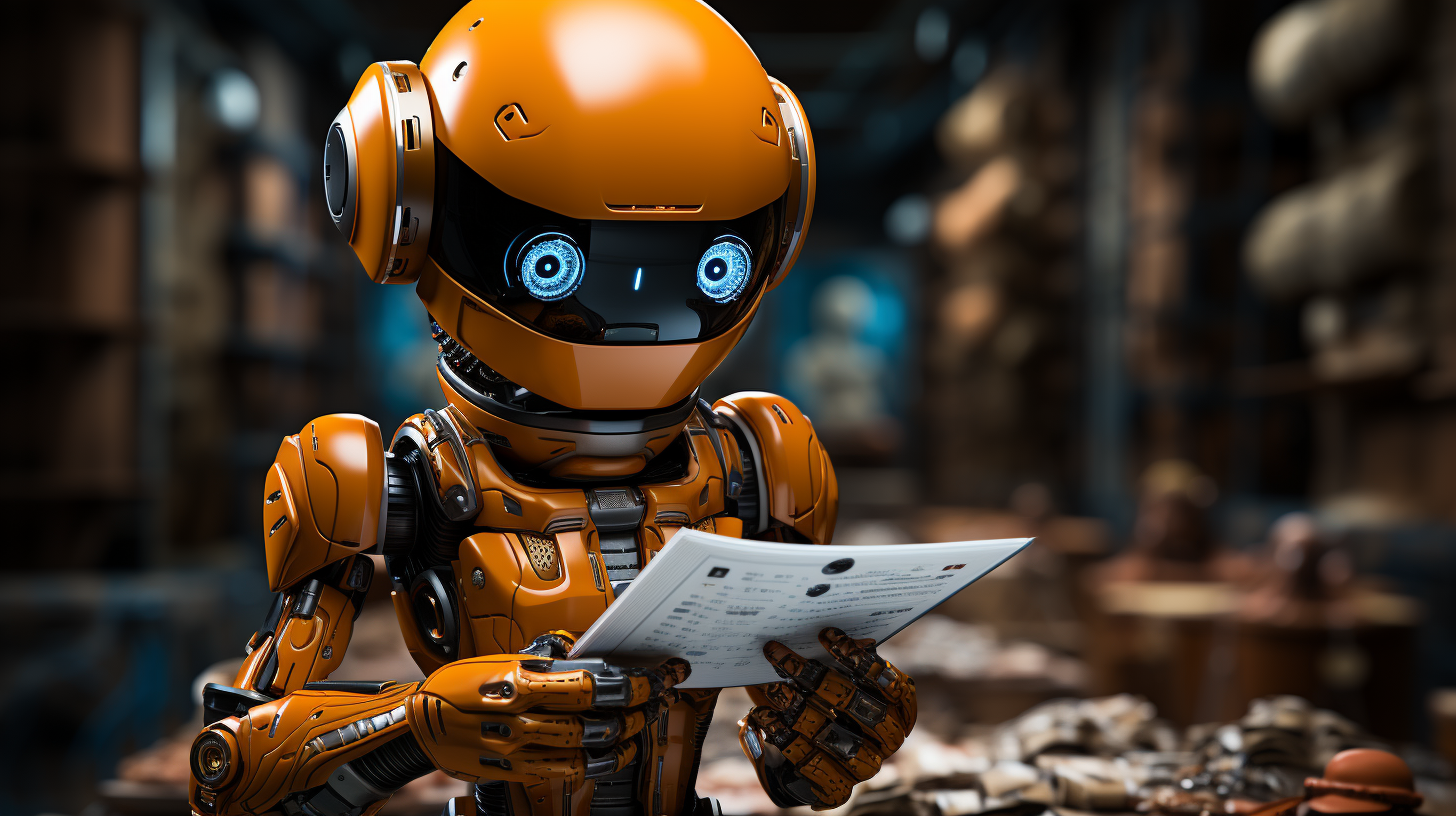 A robot examining a document. Maybe the CSS for my website?